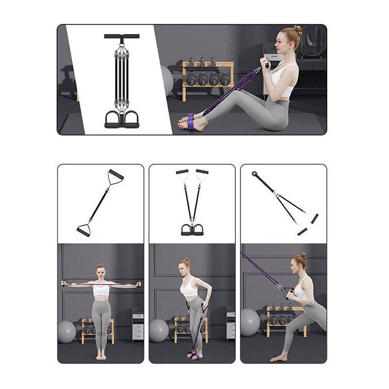 Black - 100 Pounds High Density Resistance Bands with 4 Tension Ropes Environmentally Friendly No Sl