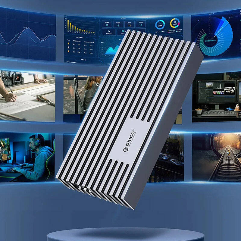 Silver - ORICO M234C3-U4 40Gbps M.2 NVMe Enclosure M2 External Hard Disk Case SSD USB4 NVMe Cover US