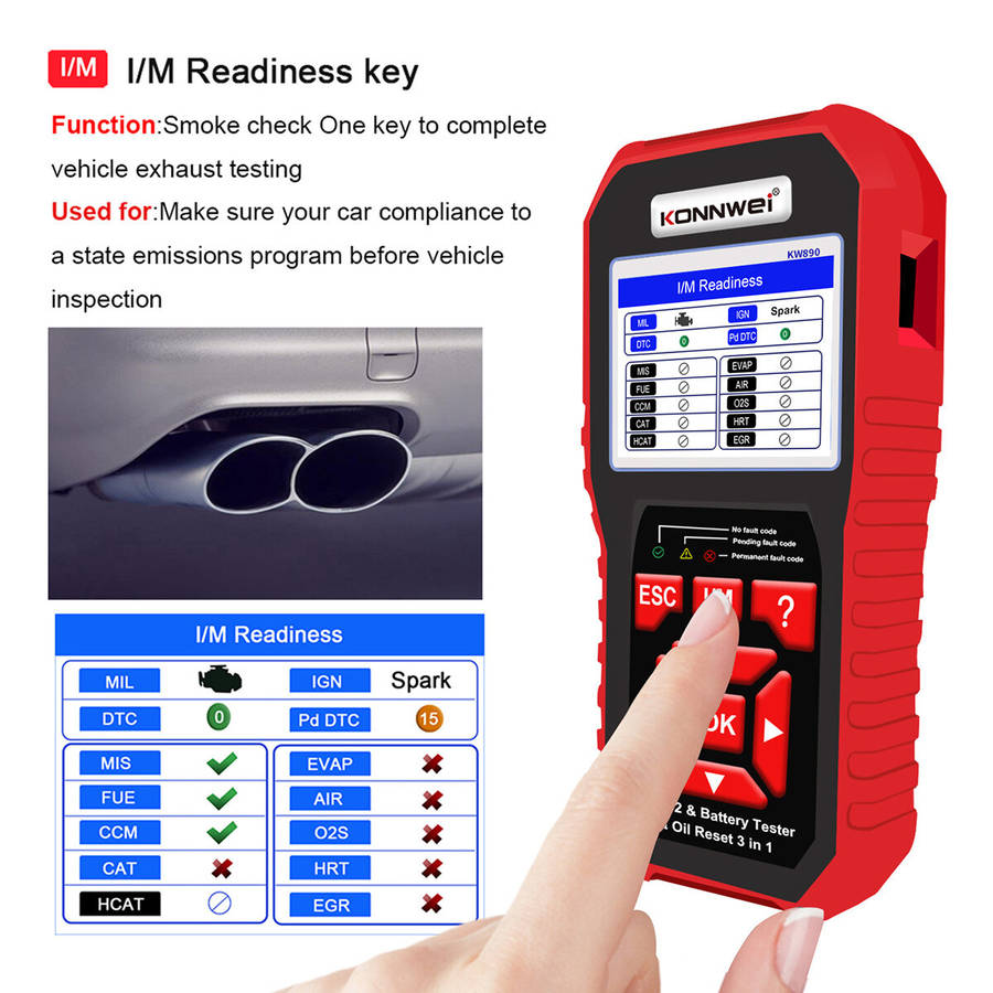 KONNWEI KW890 3in1 OBD2 12V Automotive Fault Diagnosis Scanner Instrument Battery Tester Oil Sevice