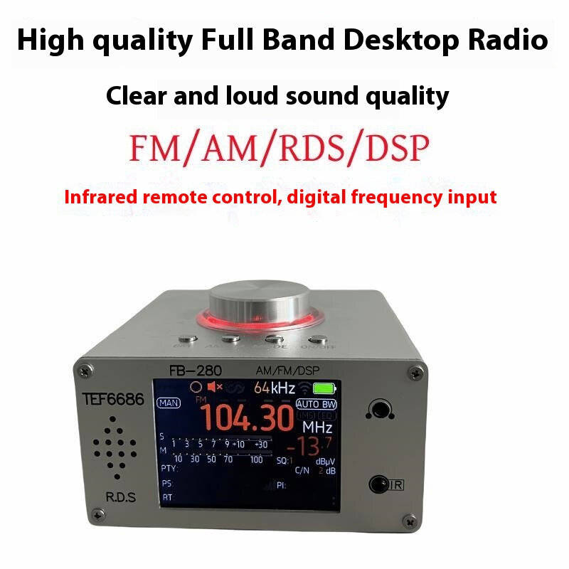 Silver - TEF6686 Digital Radio Receiver All-Band FM/AM/SW/MW/LW Coverage with Digital Audio Amplifie