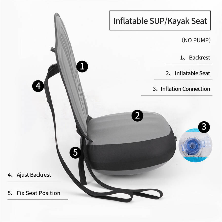 Grey - WKERSIY Detachable Kayak Seat with Back Support Inflatable Paddle Board Adjustable Seat Boat