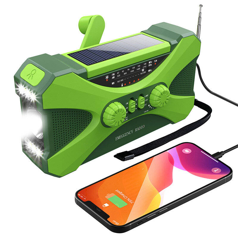 Orange - 10000mAh Emergency Flashlight Torch Power Bank Solar Radio with Flashlight Aste Solar Hand