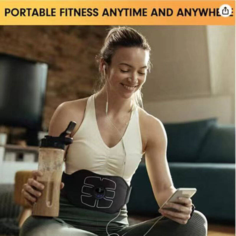 L/XL - Electric ABS Abdominal Belt Smart Body Massager Portable Lightweight Lazy Muscle Training Fit