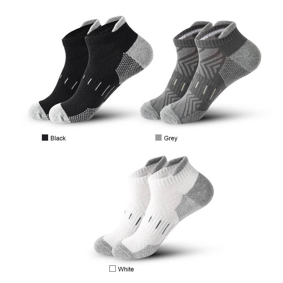 Grey - 6 Pairs Mens Athletic Ankle Socks Running Cycling Sport Socks Moisture Wicking Cushion High E