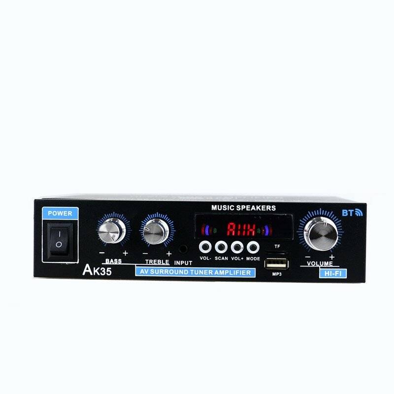 US PLUG - AK35 2x30W Digital HIFI Power Amplifier bluetooth 5.0 USB FM TF Card Stereo Home Theater C