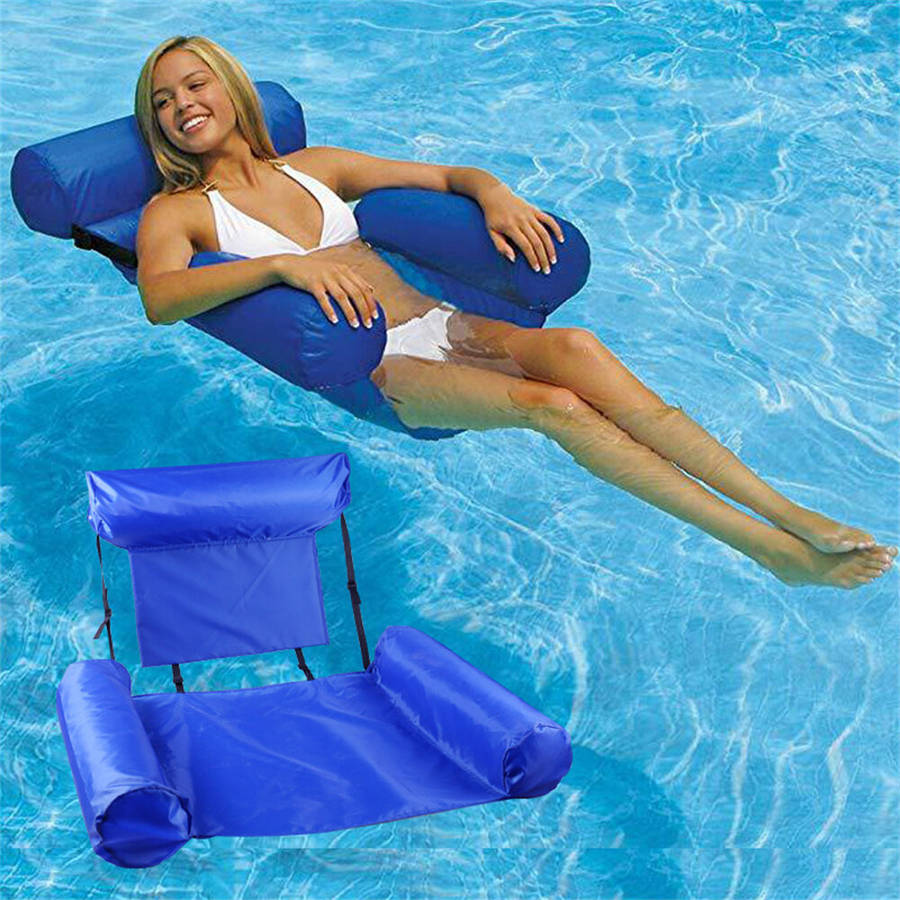 Dark Blue - PVC Summer Floating Row Swimming Pool Floats Foldable Air Mattresses Bed Beach Water Spo