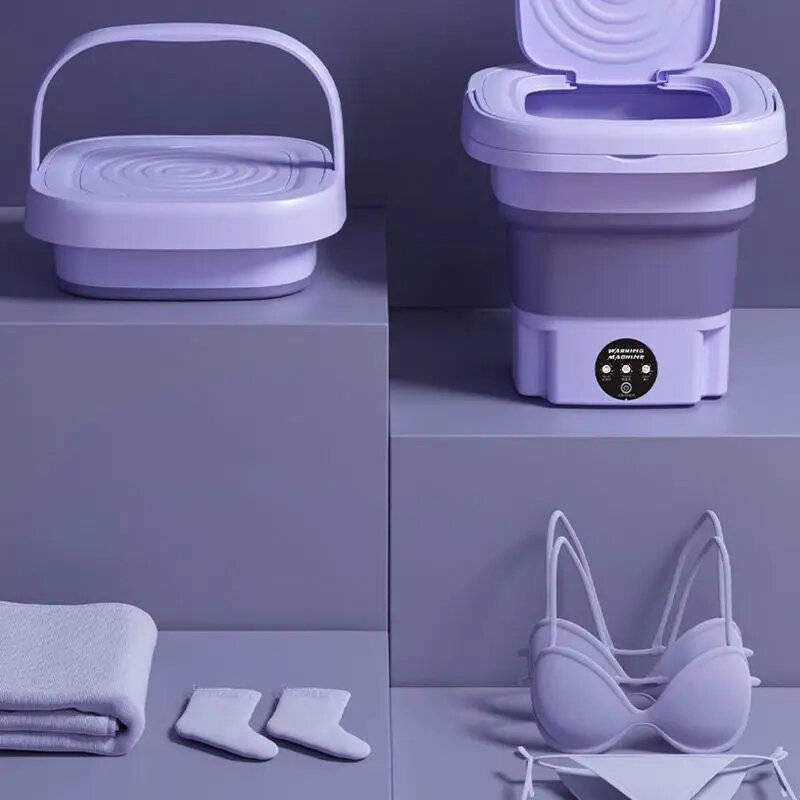 Green - Portable Folding Mini Washing Machine 10W with Spin-Dry 8L Capacity Compact Design for Small