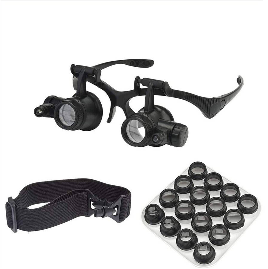 2.5X 4X 6X 8X 10X 15X 20X 25X Double Eye Loupe Head Wearing Head-Mounted Repair Jeweler Watch Clock