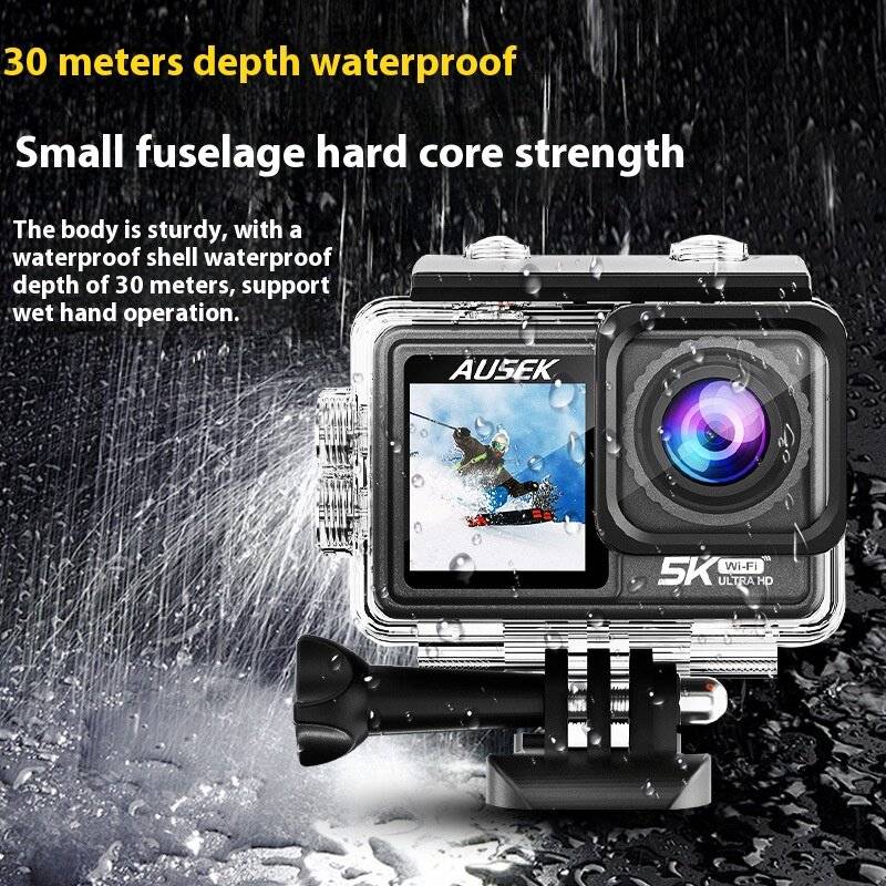 #1 - AUSEK 5K 30FPS Action Camera Dual Screen Outdoor Anti-Shake Action Camera HD Waterproof Helmet