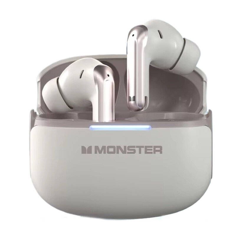 Black - Monster D02 TWS Earbuds Wireless bluetooth V6.0 Earphone 4-Mic ENC Call Noise Cancelling 13m
