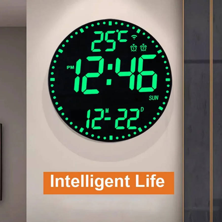 Type A - Tuya APP Smart Wifi Wall Clock RGB Calendar Clock Living Room Digital Wall Clock App Intell