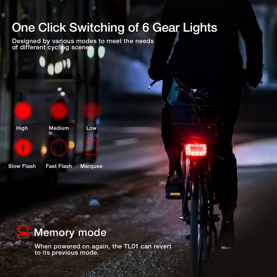 Astrolux TL01 Bike Taillight 500mAh Battery 6 Light Modes USB-C Rechargeable IPX6 Waterproof Wear-re