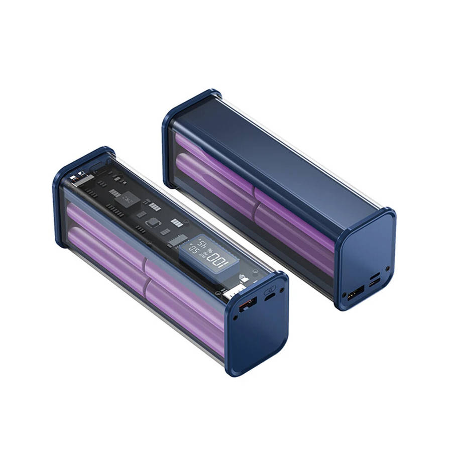 Blue - 8*18650 PD22.5W DIY Professional Battery Charger Case Fast Charging Case for Dual USB+PD Port