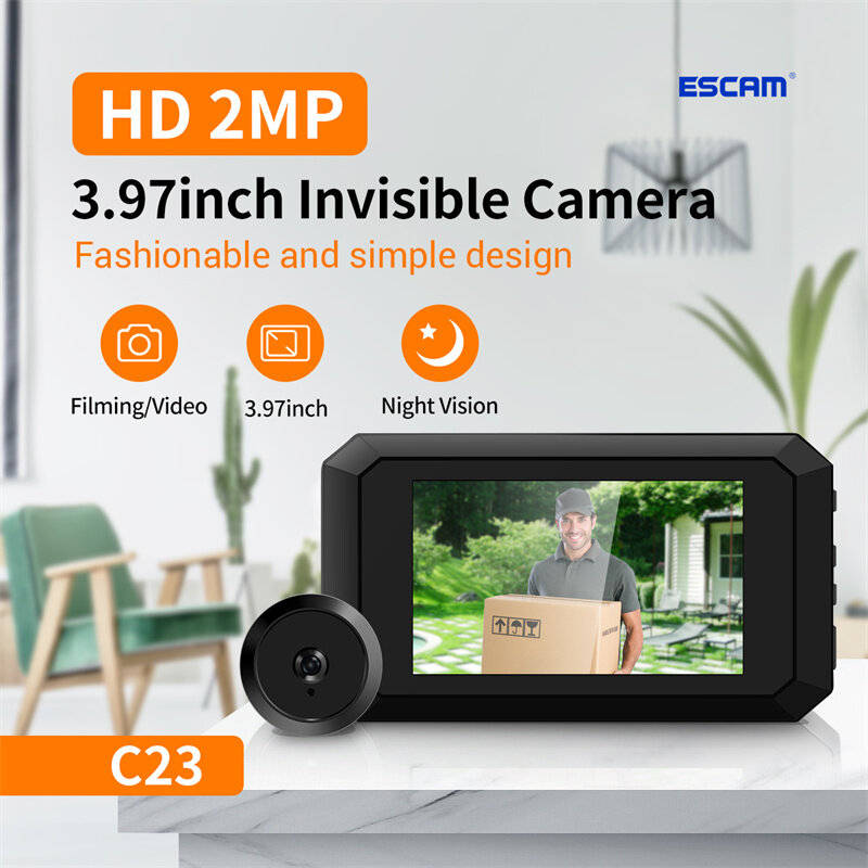 C23 1080P Smart Digital Doorbell Concealed Viewer 3.97 inch Screen 125 Doorbell Camera with Night Vi