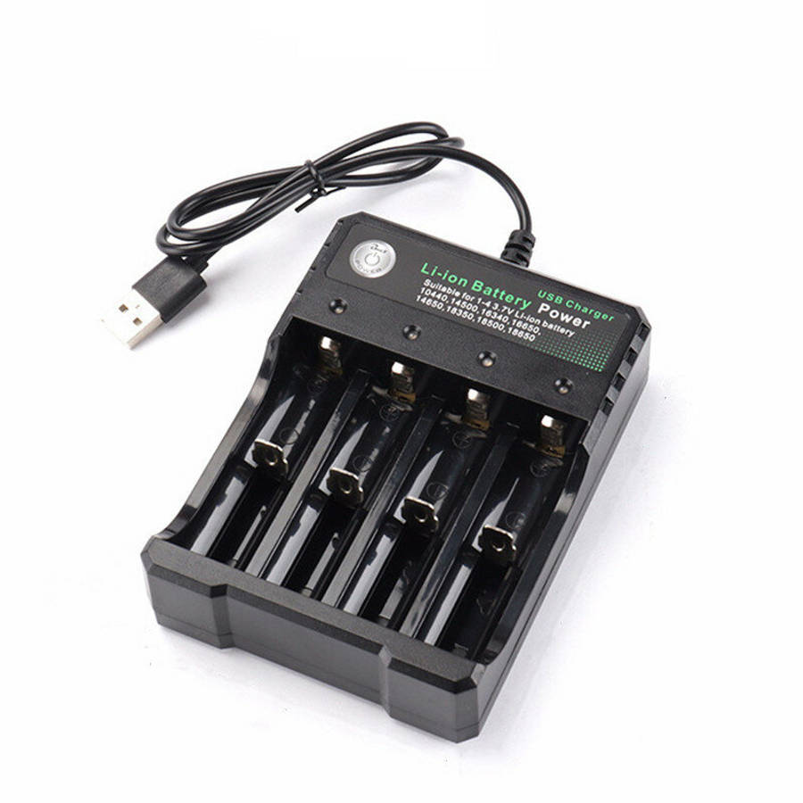 USB Intelligent Universal Rechargeable Battery Charger 18650 Flashlight Charger 4 Slots Fast Charge