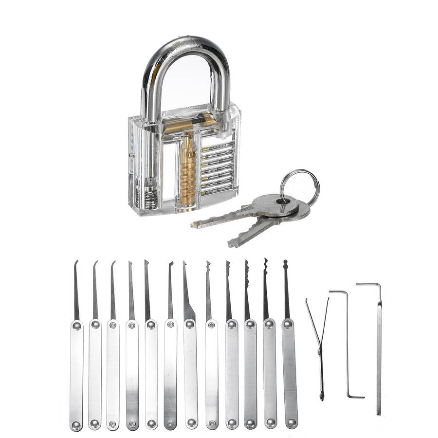 25PCS Unlocking Locksmith Practice Lock Pick Key Extractor Padlock Lockpick Tool Kits