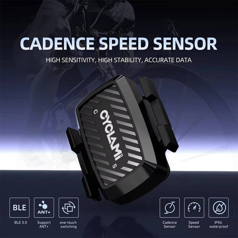 Black - CYCLAMI C1 Bike Speed Cadence Dual Sensor Bluetooth BLE5.0 ANT+ Dual Protocol Low Power Cons