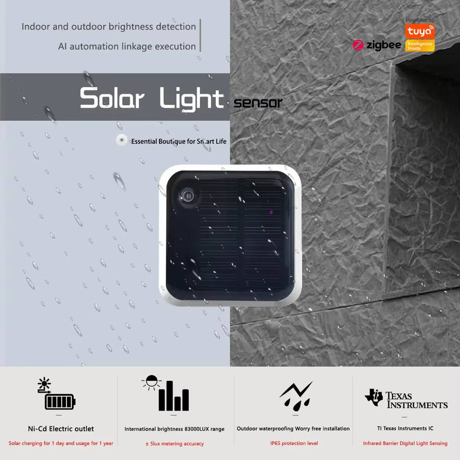 Zigbee - Tuya Zigbe Smart Solar Light Sensor Wireless IP65 Waterproof with Solar Power Support Smart