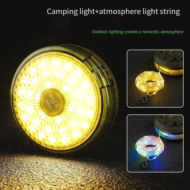 Black Grey - Tent String Lights USB Rechargeable Outdoor LED String Lights,Outdoor Camping Tent LED