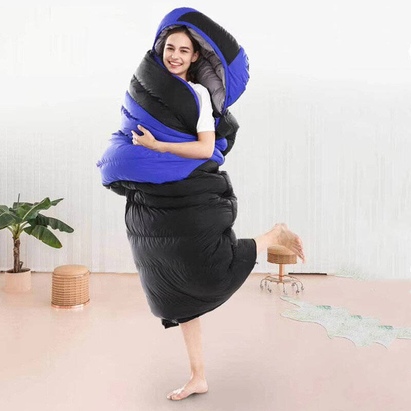 Blue - Camping Heated Sleeping Bag For Winter USB Charging 4 Heating Zones Heating Pads Portable 3 T