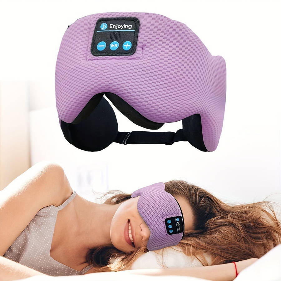 Black - KALOAD Soft Cotton Bluetooth V5.3 HiFi Music Sleeping Eye Mask Type-C USB Charging Headband