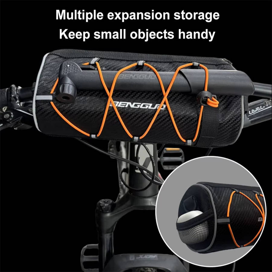 Black+Orange - BENGGUO 2.5L Multi-functional Bike Handlebar Bag Portable Reflective Large Capacity S