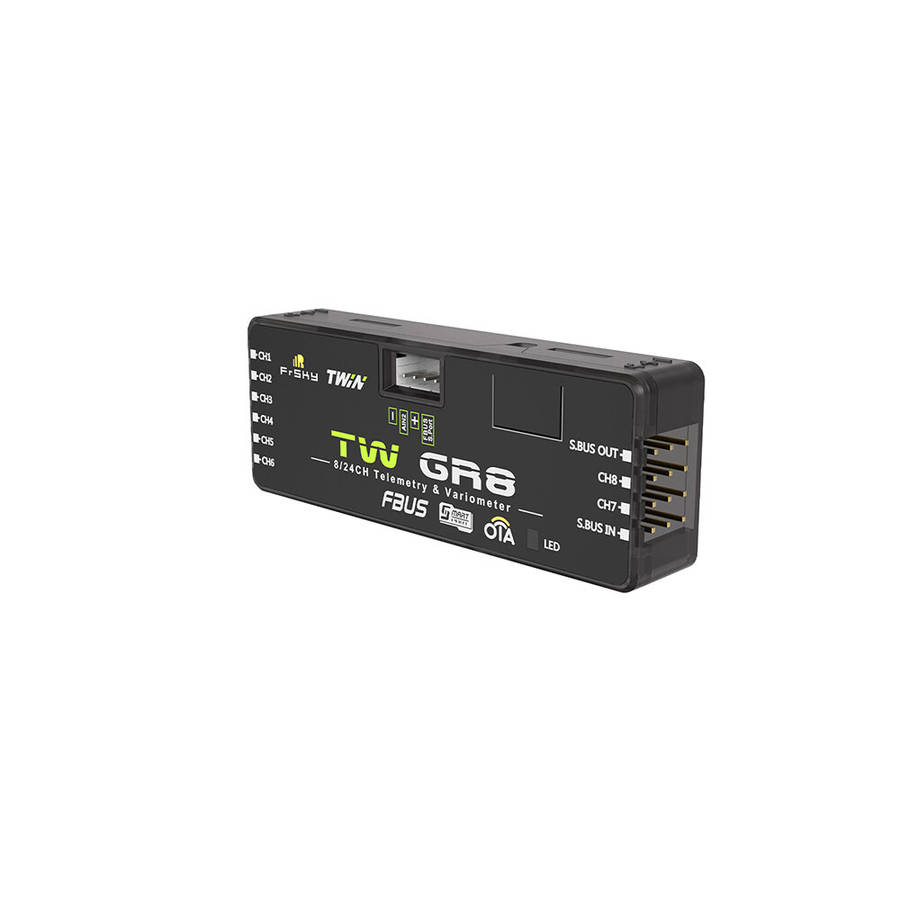 FrSky TW GR8 Dual 2.4G 8/24CH PWM Telemetry & Variometer Receiver FBUS / S.Port SBUS Output for FPV
