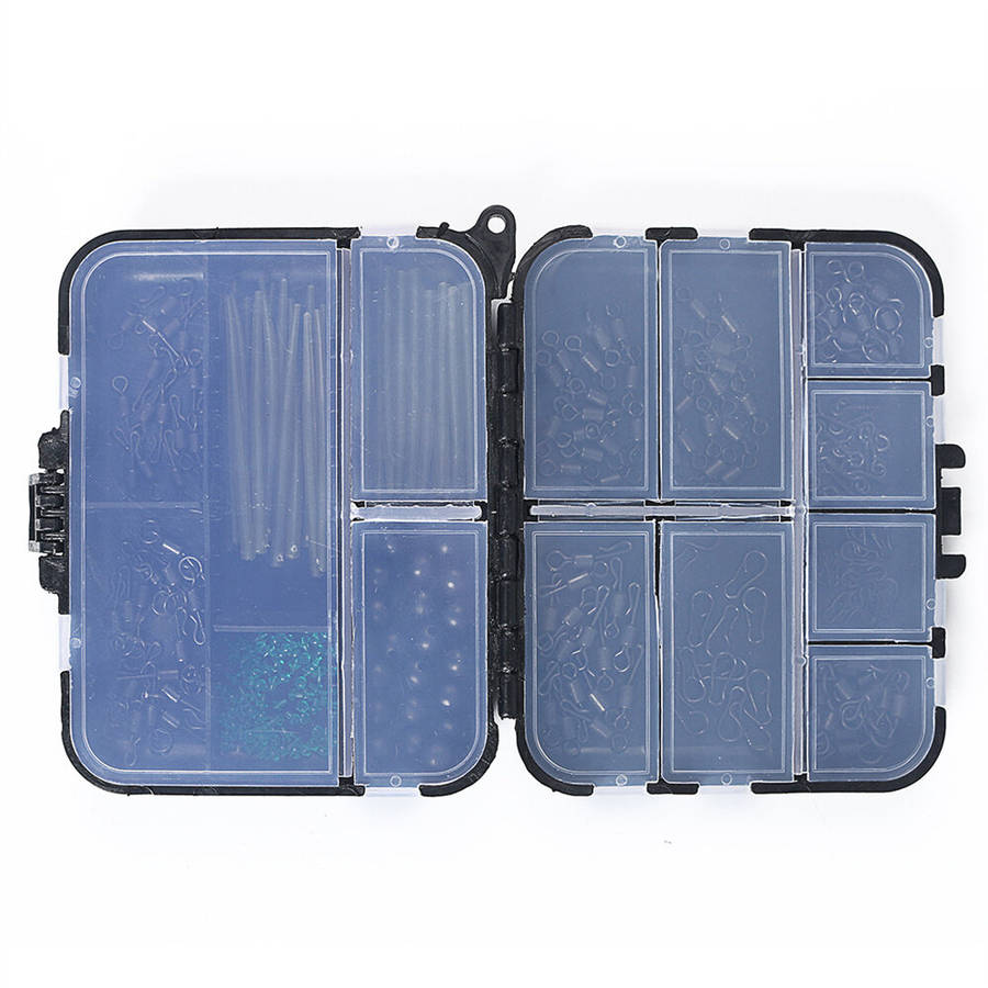 Black - Anmuka 300pcs Carp Fishing Tackle Kit with Quick Change Rolling Swivels Speed Links Anti-win