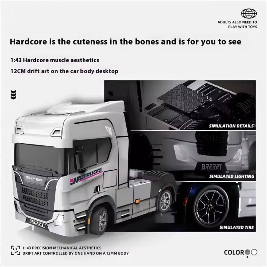 White - S917 RTR 1/43 2.4G 4WD Mini RC Car Tractor Semi Truck Built-In Gyro Full Proportional Drift