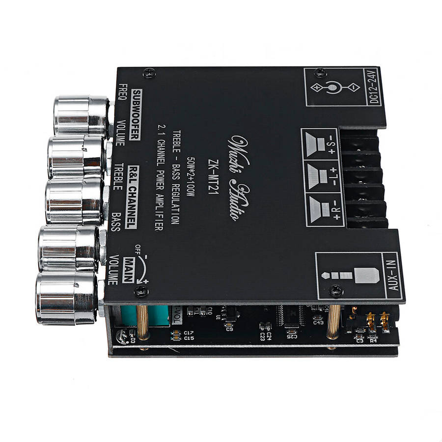 ZK-MT21 bluetooth 5.0 Subwoofer Amplifier Board 50WX2+100W 2.1 Channel Power Audio Stereo Amplifier