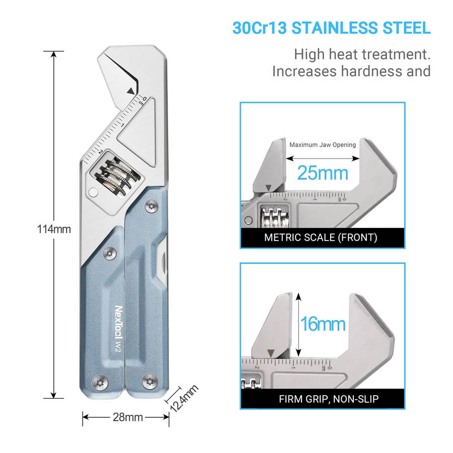 Grey - NexTool W2 8 In 1 Multi Tool Foloding Light Wrench Pliers Multi-functional Spanner Screwdrive