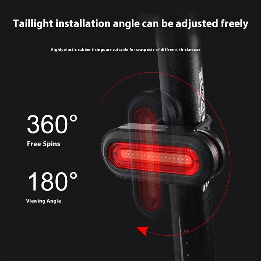 Black - WEST BIKING 60LM 1000m Visibility Bicycle Taillight USB Rechargeable 360 Rotation Adjustment