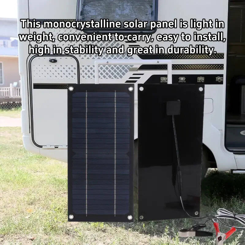 Black - High Efficiency 600W Solar Panel Charger Monocrystalline Silicon Portable Kit 100A Charge Co