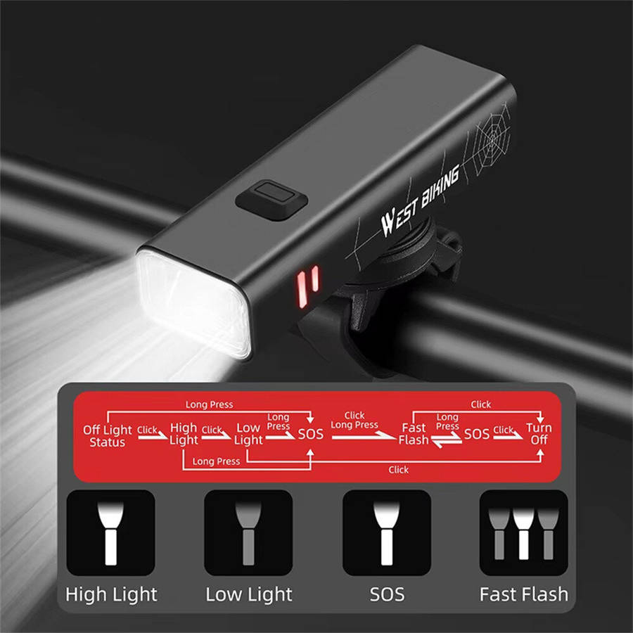 600 Lumens - WEST BIKING 600/800 Lumen Bicycle Headlight Portable Lightweight Aluminium Flashlight W