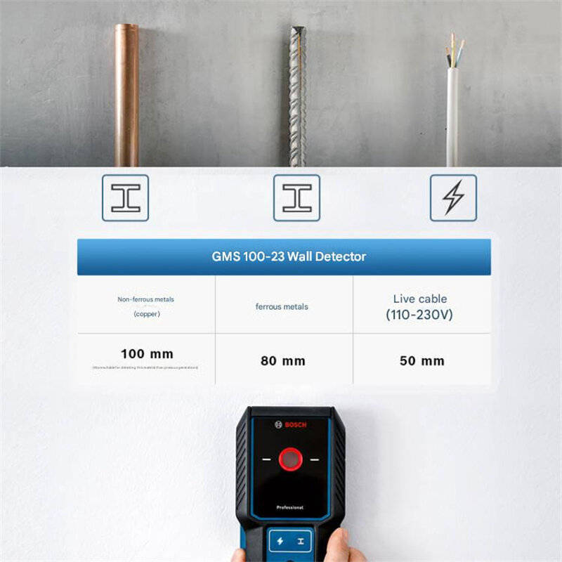 Blue - GLM100-23 Laser Distance Measurement Tool 100mm Detection Depth IP54 Waterproof Compact Desig