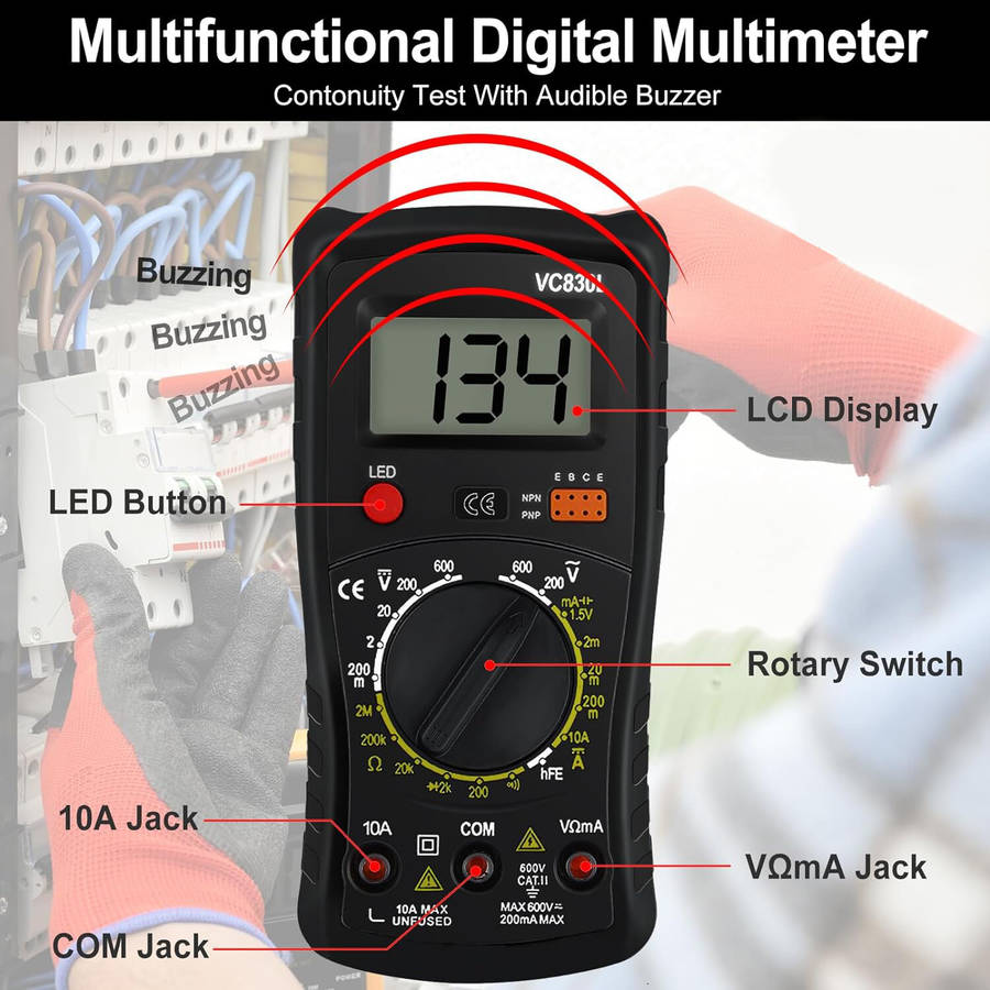 Digital Multimeter Pocket, Multifunction Battery Tester with Backlight Test Wire, Voltage Tester wit