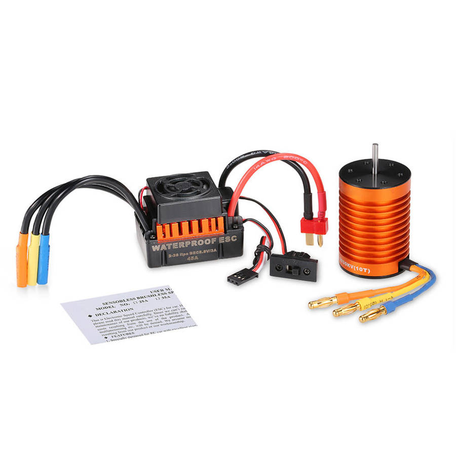 Surpass Hobby Waterproof F540 3930KV Brushless Motor +45A ESC For 1/10 Rc Car Parts