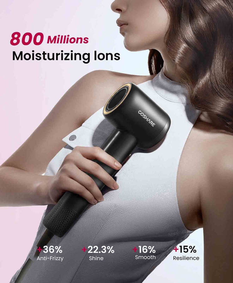 White - COSHARE HD10E High-Speed Hair Dryer 8 Billion Negative Ions 110,000 RPM Hair Dryer Lightweig