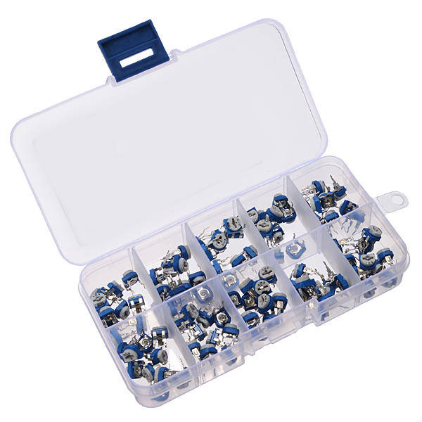 5 x 100pcs RM065 Horizontal Trimpot Potentiometer Assortment Kit With Storage Box