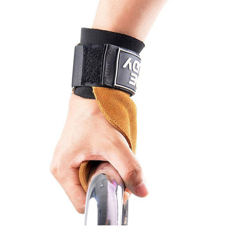 Black 4mm - 4mm Thickness Fitness Enhance Hand Support Cowhide Soft Material Anti-skid Push-pull Bac