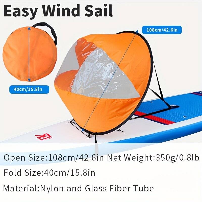 Orange - KOETSU Kayak Boat Wind Paddle Sailing Kit, Popup Board Sail Rowing Downwind Boat Windpaddle