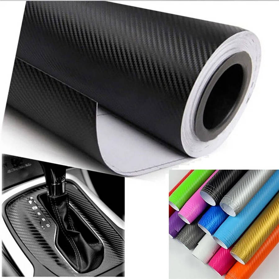 Gold - 30x127cm 3D Carbon Fiber Style Car Stickers Roll Wrap Motorcycle DIY Styling Vinyl Colorful D