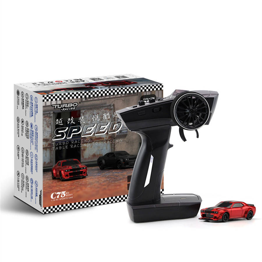 Red - Turbo Racing C75 RTR 1/76 2.4G RWD Mini Drift RC Car Sports Truck LED Lights Full Proportional