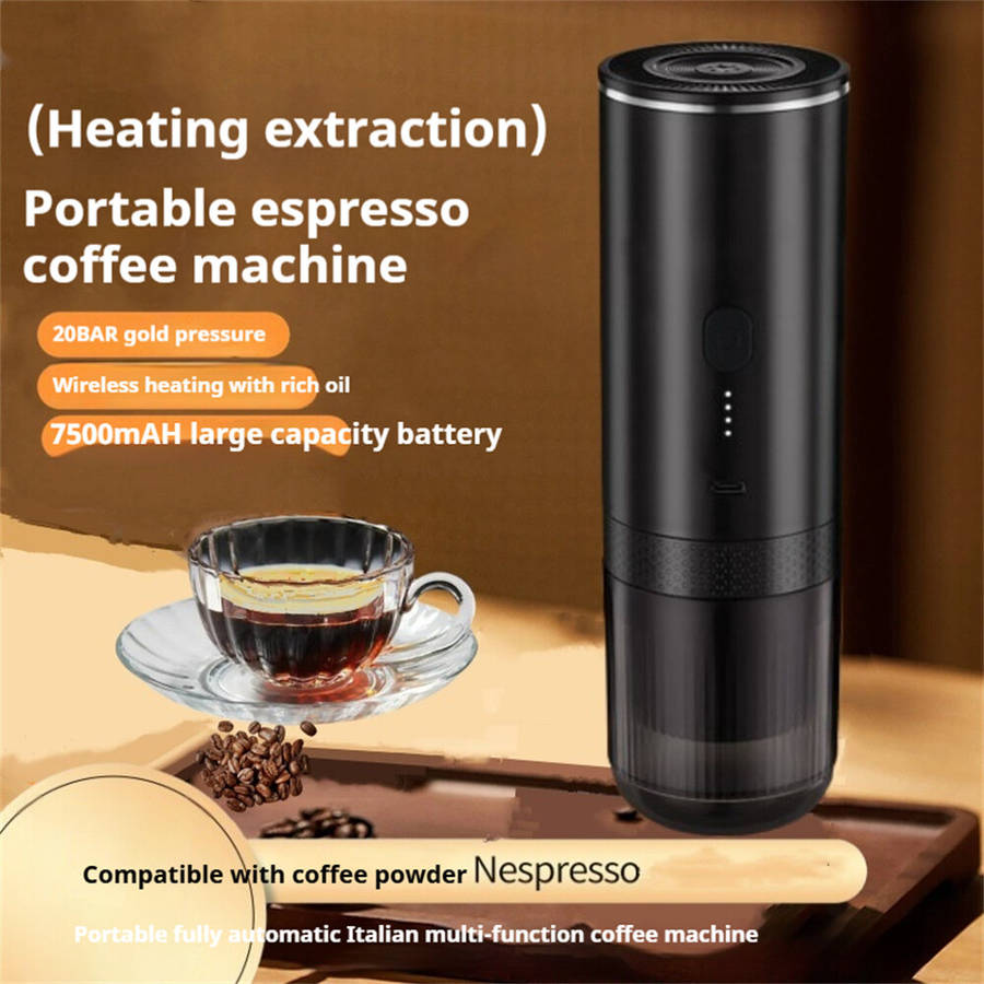 Black - Comfook Portable Espresso Maker 20Bar Pressure 7500mAh Battery Compatible with NS Pods & Gro