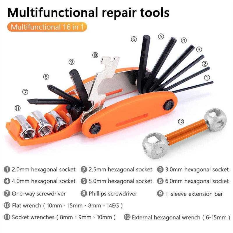 1 set - XANES Bicycle Repair Tool Maintenance Tools Sets Bike Ferramenta Kit Bag Pump Wrench Bicycle