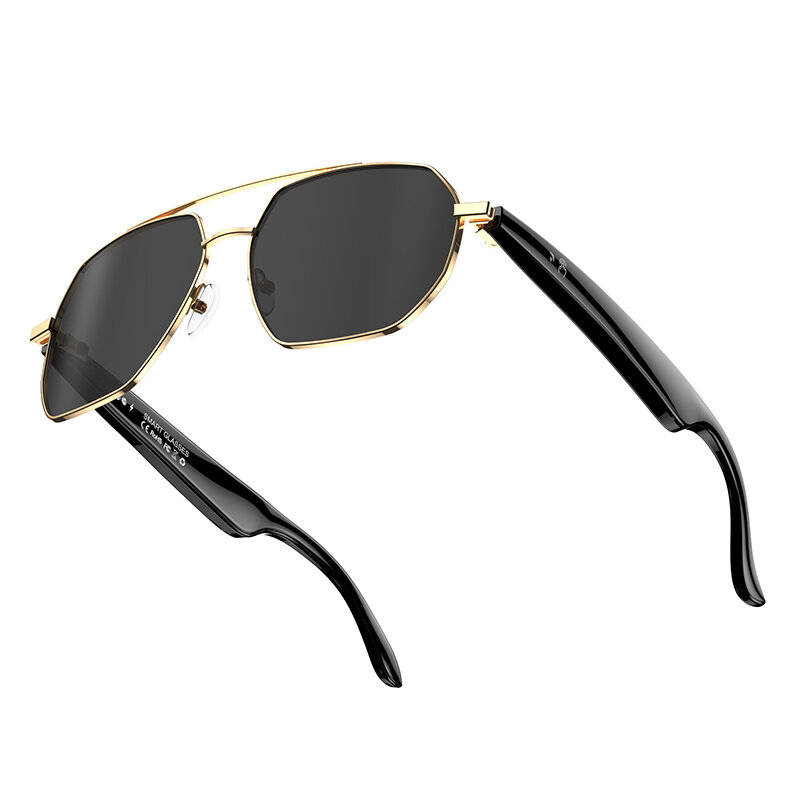 Black - W100C bluetooth AI Translator Smart Glasses Real-Time 163 Languages Translation IP67 Waterpr