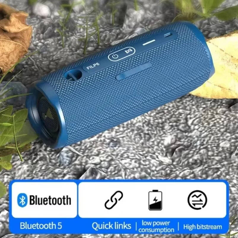 Blue - FLIP6 Wireless bluetooth Speaker Portable Speaker Dual-sided Large Horn HiFi Sound Support TF