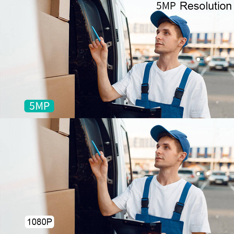 Grey - WF001S-801D 5MP Smart Camera Visual Doorbell PIR Motion Detection Two-way Audio IP65 Waterpro