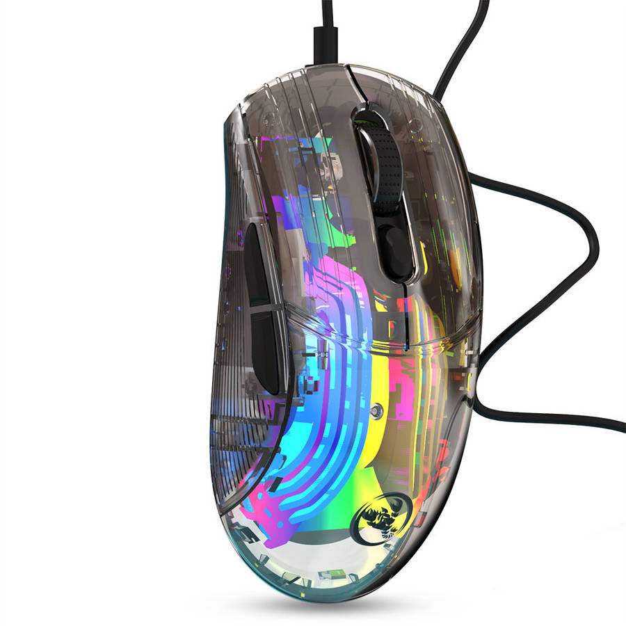 Black - HXSJ X400 Wired Gaming Mouse Transparent Ergonomic RGB Backlight 7 Programmable Buttons 1280