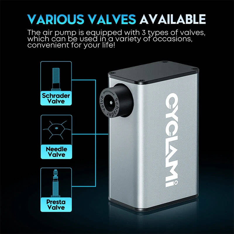 CYCLAMI A3 MAX 150PSI Mini Electric Bicycle Air Pump 1800mAh Battery Digital Tire Pressure Display O